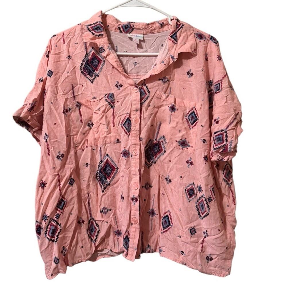 Lularoe Women‎ Size Medium Button Down Shirt Aztec Pockets Lightweight Western
